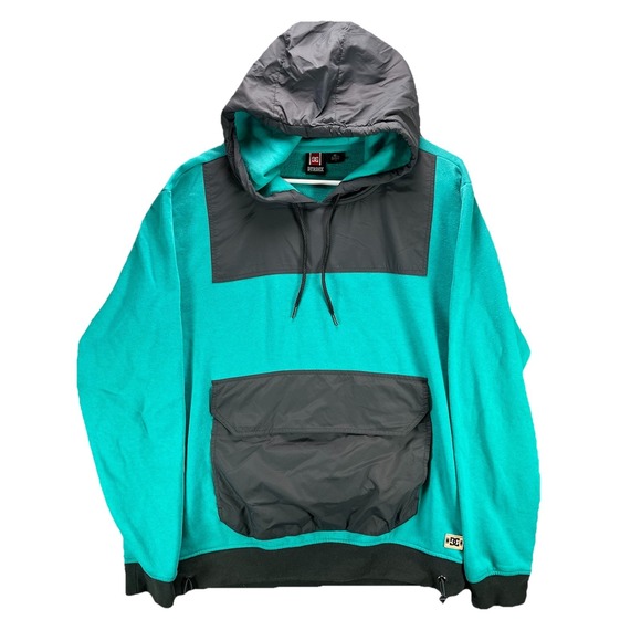 DC Shoes Rob Dyrdek Course Hoodie Mens Large Teal Skateboarding Sweatshirt Y2K - Picture 1 of 12